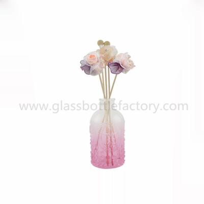 China 250ml Colored Empty Emboss Glass Fragrance Bottle for sale