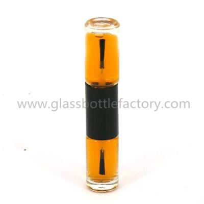 China 5ml Clear Round Double Glass Nail Polish Bottles With Cap and Brush for sale