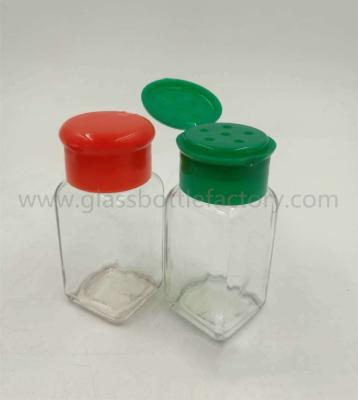 China 80ml Clear Square Spices Glass Jar With Lids for sale