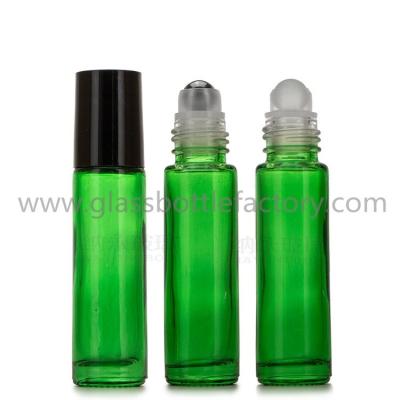 China 10ml Green Perfume Roll On Bottle With Cap and Roller for sale