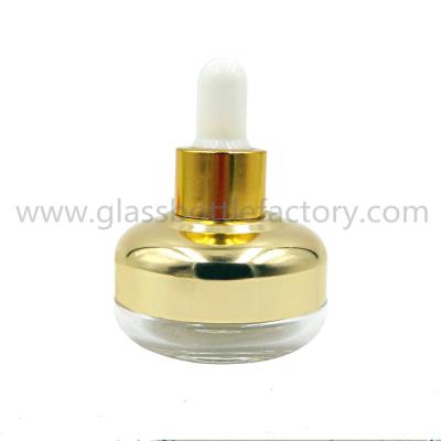 China 20ml Clear Glass Essence Bottles With Gold/Sliver Metal Droppers for sale