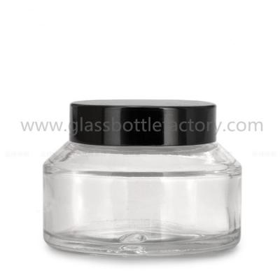 China 100g Clear Sloping Shoulder Glass Cream Jar With  Lid for sale