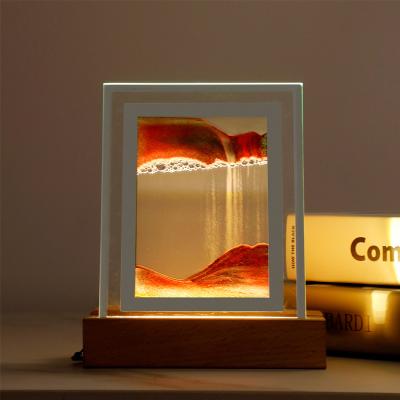 China Small Decompression Modern Creative Office Living Room Atmosphere Decoration Office Home Ornaments Gifts Quicksand Painting Night Lamp for sale