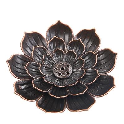 China Exquisite Lotus Metal Incense Burner Portable Home Incense Stick Holder Burner Indian Hot Selling Incense 2022 New for sale