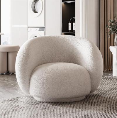 China Single Sofa (Other) Lambswool Sofa Cream White Boucle Chair Lambswool Living Room Accent Adjustable Lazy Chair for sale