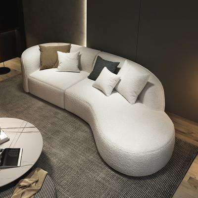 China Living room furniture Italian minimalist modern sofa (other) adjustable luxury single shape sofa villa set white cream lambswool sofa for sale