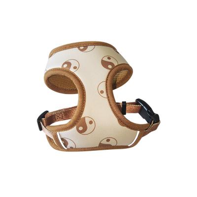 China Custom Logo Printed Nylon Leather Fabric Custom Waterproof Adjustable Neck Pet Harness For Dog Puppy for sale