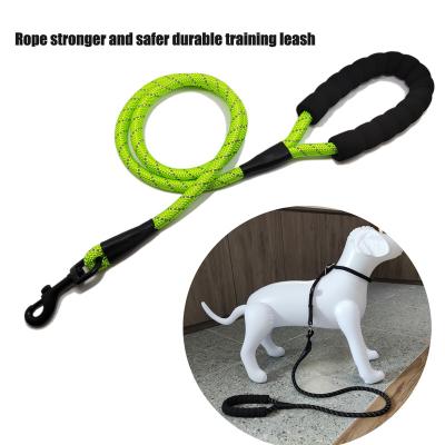 China Personalized Super Strong Nylon Reflective Rope Dog Leash With Comfortable Padded Handle Pet Training Leash for sale