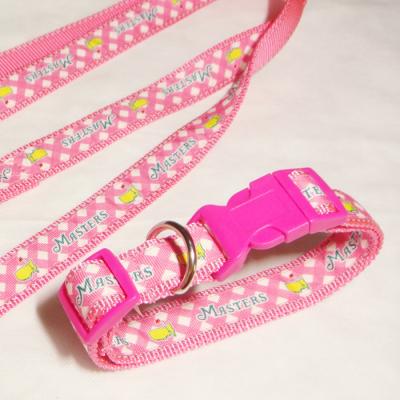 China Custom Pink Cut Out Satin Dog Collar and Leash Set for Custom Pet Collar Leash Walking Rise Set for sale