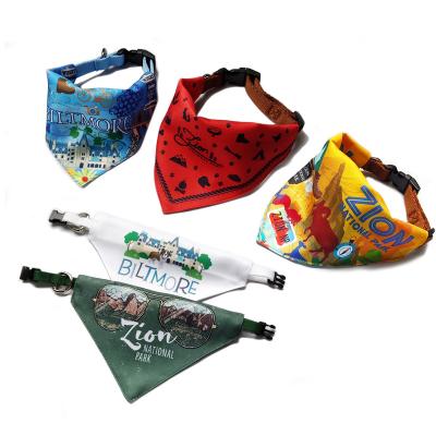 China Viable Wholesale Multiple Sizes Cotton Polyester Triangle Scarf Dogs Puppies Pet Bandanas With Adjustable Buckle for sale