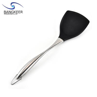 China Sustainable Stainless Steel Handle Food Grade Silicone Kitchen Utensils Spatulas Scraper For Batter Spatula for sale