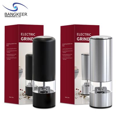 China Sustainable Automatic Electric Salt and Pepper Grinder Adjustable Portable Spice Grinder Set Salt Mill with Light for sale