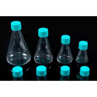 China Vent Filter Cap Laboratory Plastic Flask 1000mL PETG Erlenmeyer Flasks sealed lid plastic graduation erlenmeyer flasks for sale