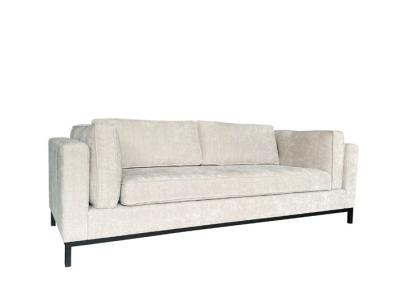 China Metallbasis 3-Sitzer Stoff-Lounge mit Armkissen Beige 3-Sitzer Stoff-Sofa zu verkaufen