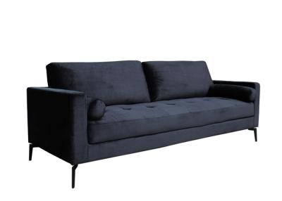 China Stoff Schwarz Samt 3-Sitzer-Sofa Metallbeine Schwarz 3-Sitzer-Sofa zu verkaufen