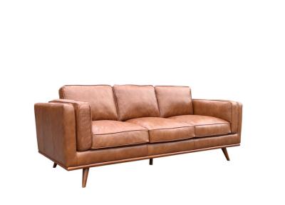 China Echtes Drei-Sitzer-Leder-Sofa Drei-Sitzer-Holz-Plinth Drei-Sitzer-Leder-Sofa zu verkaufen