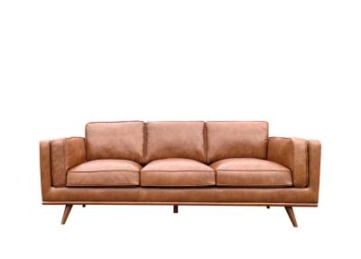 China Holzbasis Drei-Sitzer-Leder-Sofa Kastanien-Dickpolster-Sitze Braunes Leder-Sofa zu verkaufen