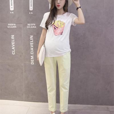 China Anti-allergy pure cotton and canvas summer section pregnant women casual thin stomach lift pants for sale