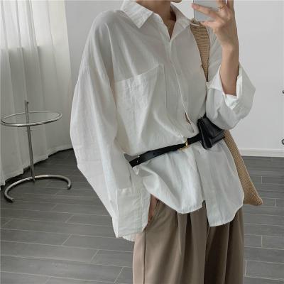 China New Style Long Blouse Waterproof Loose French Sleeve Blouse Korean Casual Shirt for sale