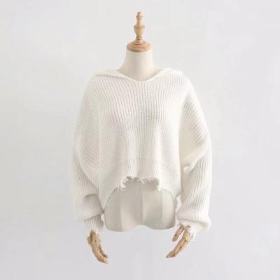 China QUICK DRY Europe and America Autumn and Winter Hooded Tassel Sweater Loose Short Sweater for sale