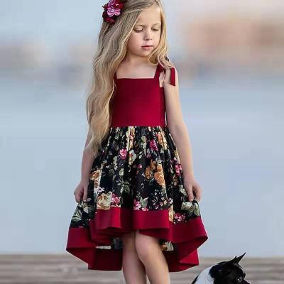 China New breathable European and American girls print tide short and long strap irregular irregular dress for sale