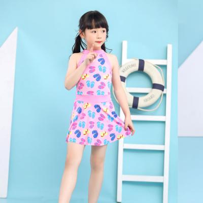 China Sunny Girls Swim Suit Two Pieces Shirt Antibacterial Girl Lift Up Swimsuit For Kids Swimwear Dress for sale