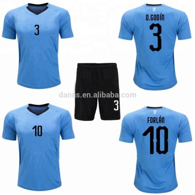 China Hot Selling Customized Quick Dry New Uruguay 2018 Model National Team Soccer Jersey for sale