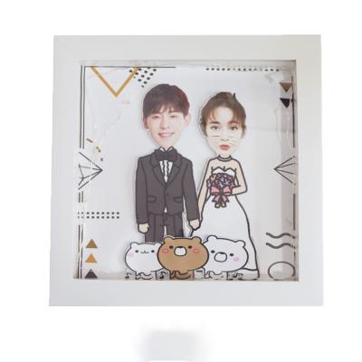 China European\Modern\Middle East\Africa White Couple Fotos Marcos Photo Hollow Frame Picture Frame White Frame 17.5*17.5cm for sale