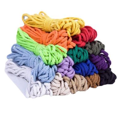 China 5mm 6mm 8mm Width Eco-friendly Solid Color Dyed Cavity Round Braided Rope 8 Strand Cotton Rope Pants Hats for sale