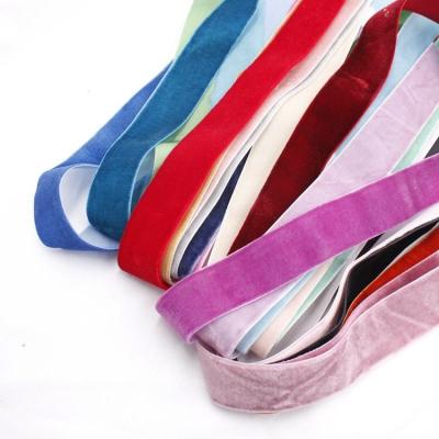 China Good Manufacturers Durable Wholesale Quality Garment Accessories Crate Single Color Velvet Non-Elastic Nylon Ribbon 3mm-50mm for sale