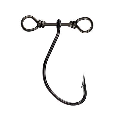 China Ourdoor Fishing Wholesale Hot Sale Balance Single Hook For Lure Jig Head 2.5cm0.4g Soft Black Nickel Crank Hook Comes With Double Hole Swivel for sale