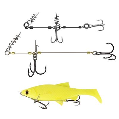 China Ourdoor Fishing Factory Supply Hooks Steel Wire Pike Lure Triple Rig Fishing Direct Double Screw Rig Rigged Shad Stingers for sale