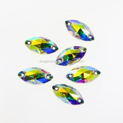 China Flatback Dongzhou Crystal 5-9mm Sew On AB Rhinestone Crystal Glass Applique Big Flower Sew On Crystal Stones For Dress Shoes Crafts for sale