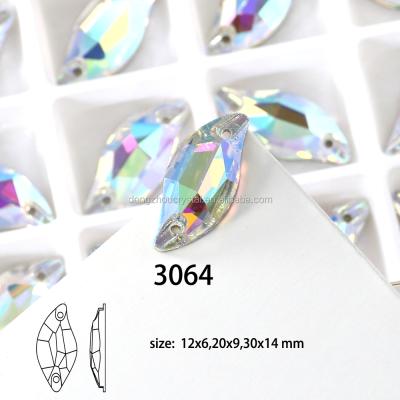 China Wholesale Flatback Dongzhou 3064 Color Leaf Shape Crystal Beads AB Flat Back Crystal Glass Sew On Transfer Rhinestone Dress for sale