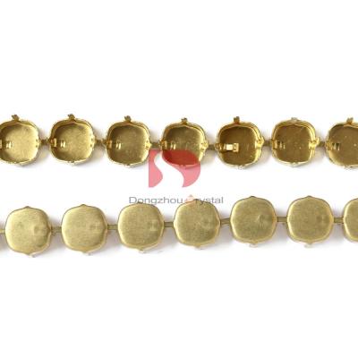 China Jewelry Component Chunky Square Cup Brass Empty Chain Without Rhinestones For Jewelry for sale