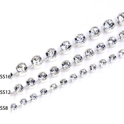 China Pointback 3mm Round Base Diamond Trim Rhinestones SS12 Ribbon Claw Rhinestone Cupchain Setting For Garment for sale