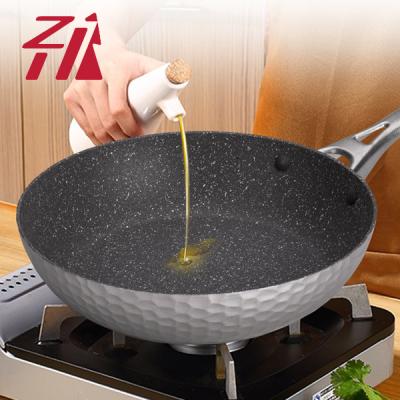 China Durable Cheap Forged Aluminum Pan With Lid Frying Wok Nonstick Frying Pan for sale