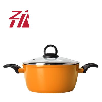 China Premium Quality Sustainable Forged Aluminum Casserole Pot With Glass Lid for sale