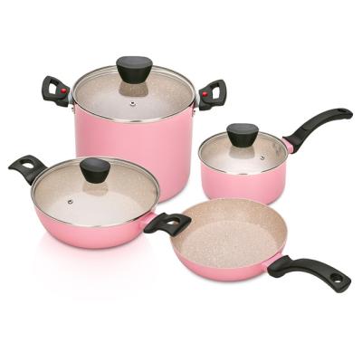 China 2021 New Product Sustainable Kitchen Pot Set Aluminum Cookware Set With Induction for sale