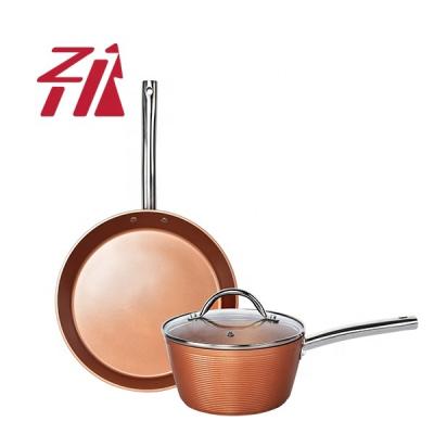 China Sustainable Promotion Product 5 Pcs Non-Stick Forged Aluminum Cookware Set for sale