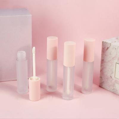 China Hot Selling Private Label Cosmetic Private Label Plastic Frosted Pink Clear Lip Gloss Containers Boxes Packaging Luxury Lip Gloss Tube for sale