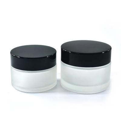 China Personal Care Products 30ml 50ml 30g 50g Frosted Cosmetic Cream Container Glass Cream Jar With Gasket for sale