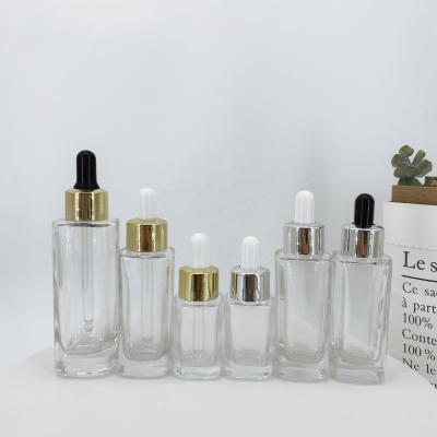 China 30ml square shape 50ml essence lotion dropper bottle 75ml cosmetic bottle eye cream packaging bottle for sale