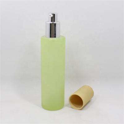 China Personal Care Products Frosted Light Green Fine Mist Spray Skin Care Lotion Glass Bottle With Water Transfer Printing Cap for sale