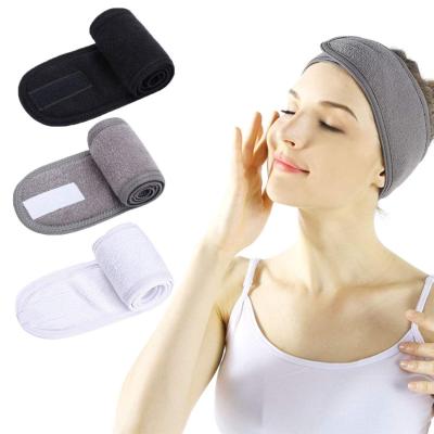 China 2021 New Design Fashion Bath Sport Wrap Facial Spa Terry Cloth Headband With Magic Tape for sale