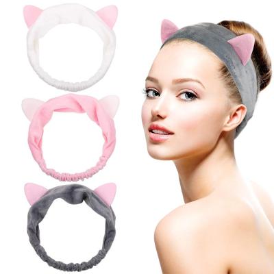 China 2021 New Fashion Style Velvet Cat Ear Hairlace Spa Cosmetic Headband On Hot Selling Children On Line for sale