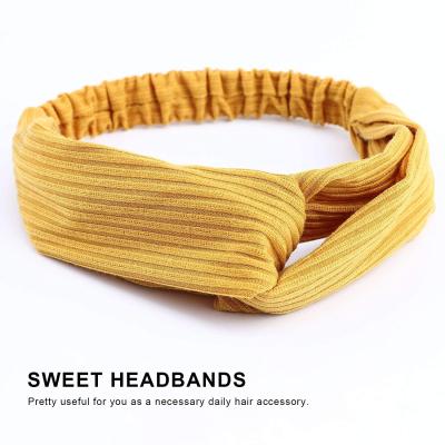 China Fashion Factory Direct Selling Women Knit Elastic Vintage Cross Head Wrap From Chinese Supplier for sale