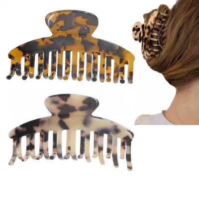 China China Supplier Custom Logo Fashion 3.8 Inch Design Leopard Style Acrylic Claw Hair Sling For Long Hair for sale