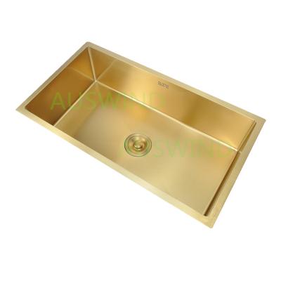 China Without Faucet 78x43cm 304 Stainless Steel Undermount Bowl Gold Kitchen Sink Factory Price Manufacturer for sale