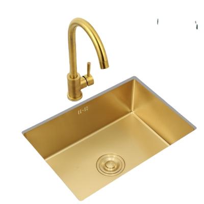 China With Faucet Gold Color Farmhouse Kitchen Sink Top Mount Stainless Steel Popular Style for sale